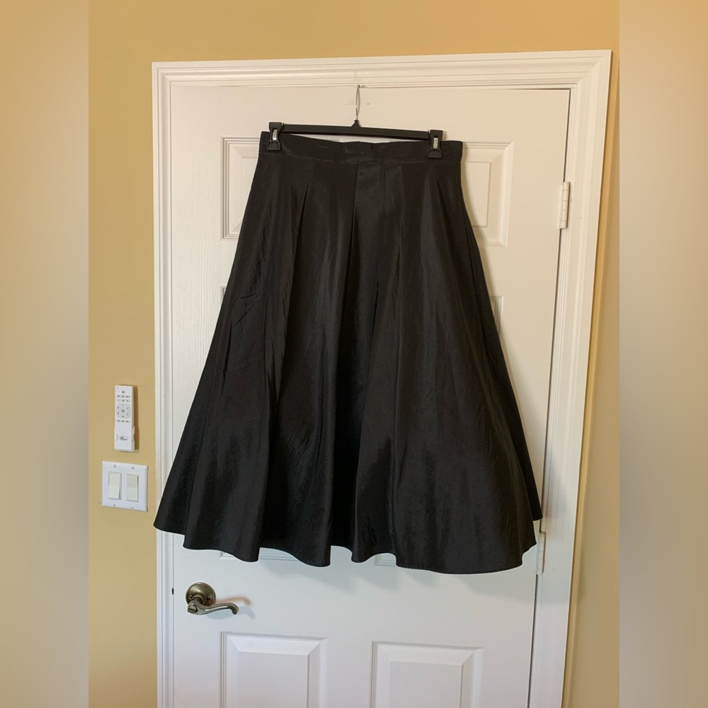 Marina Black Midi Skirt Large Vintage Glam Romantic Noir Dark Academia Gothic - Picture 2 of 8